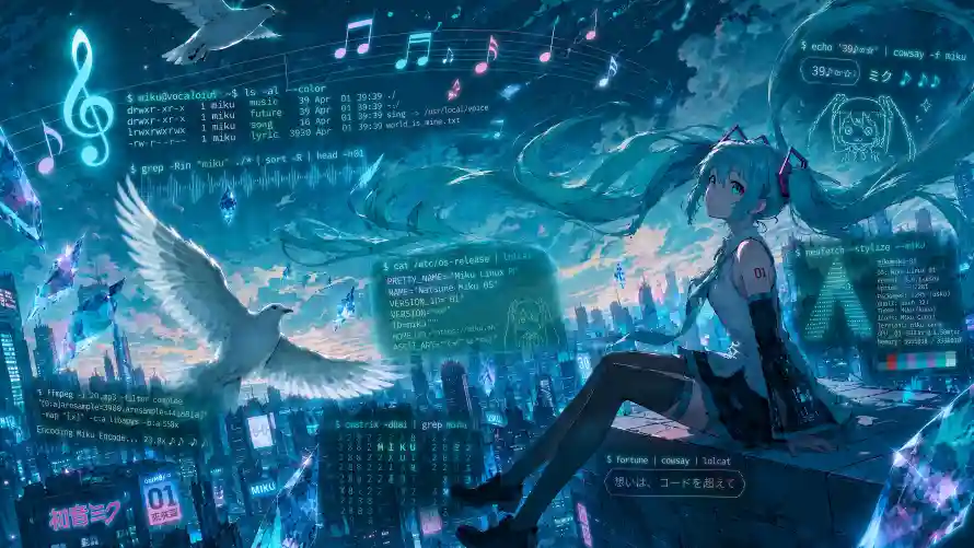 4k未来壁纸-理想 - 音符-飞鸟「哲风壁纸」