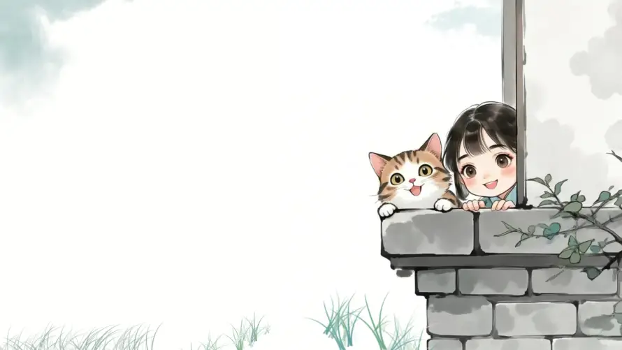 2kQ图壁纸-可爱 - 墙头-橘猫「哲风壁纸」