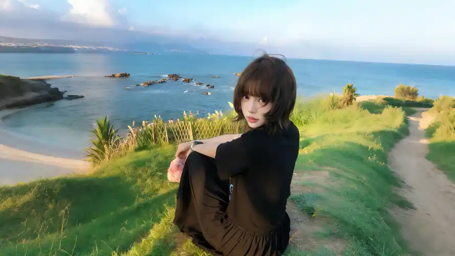 2k人像壁纸-大海 - 少女-户外「哲风壁纸」