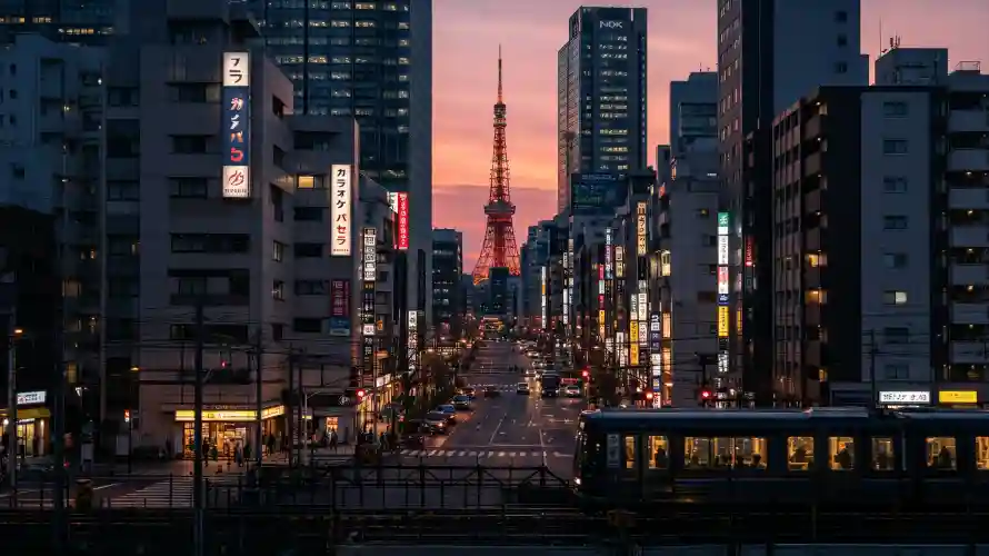 3k列车壁纸-日本 - 日落-街景「哲风壁纸」