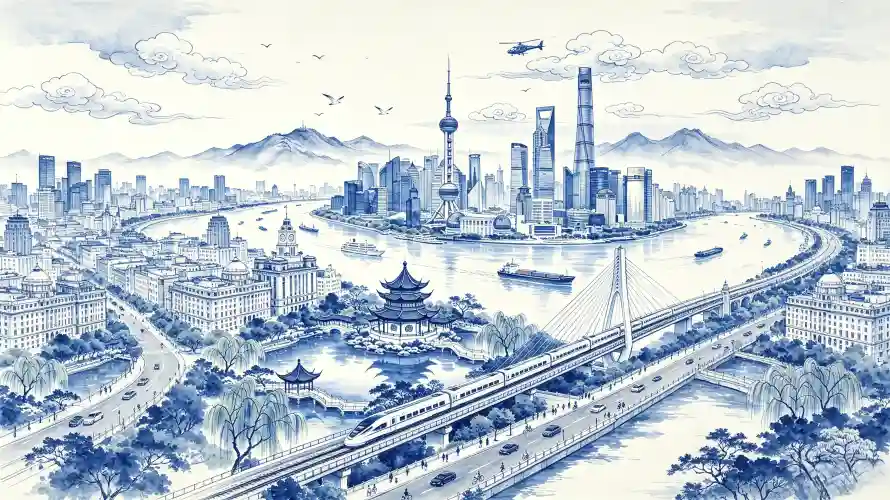 3k上海壁纸-好看 - 桥梁-水墨「哲风壁纸」