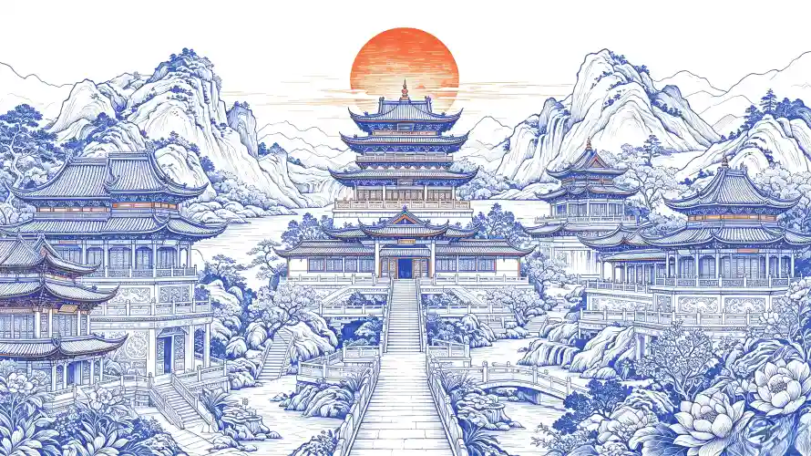 3k亭台壁纸-国风 - 山脉-楼阁「哲风壁纸」