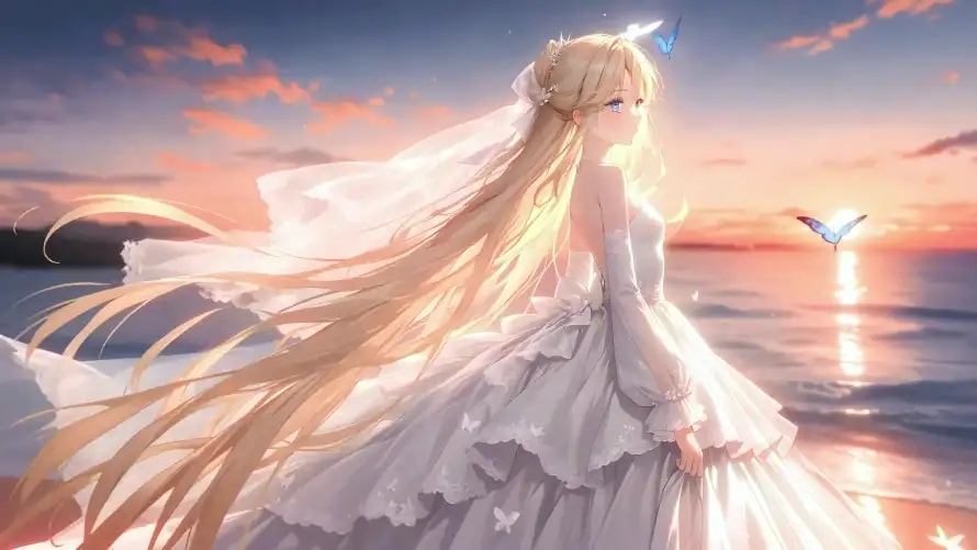 4k大海壁纸-头纱 - 婚纱-少女「哲风壁纸」