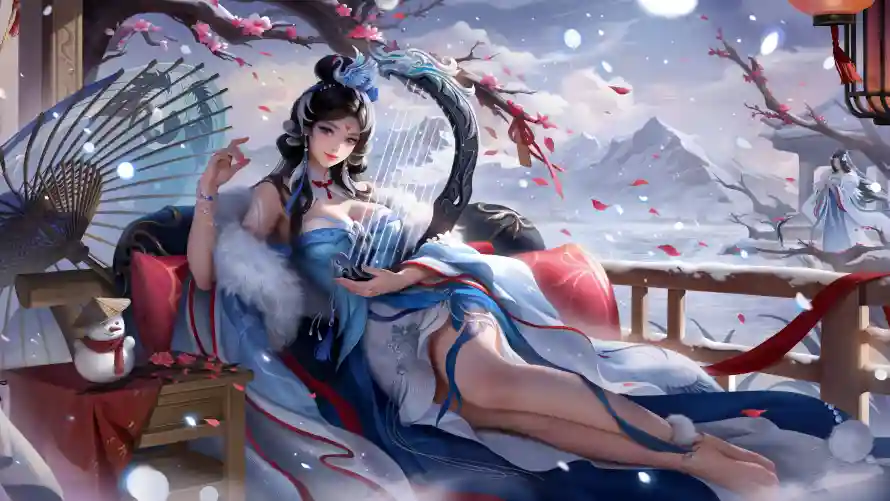 4k卧姿壁纸-古风 - 国风-梅花「哲风壁纸」