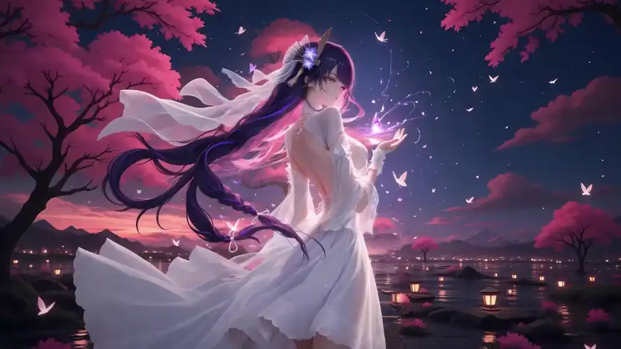 4k原神壁纸-回眸 - 夜景-婚纱「哲风壁纸」