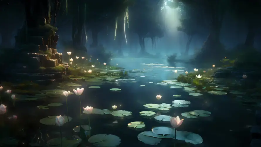 4k倒影壁纸-夜晚 - 夜色-微光「哲风壁纸」