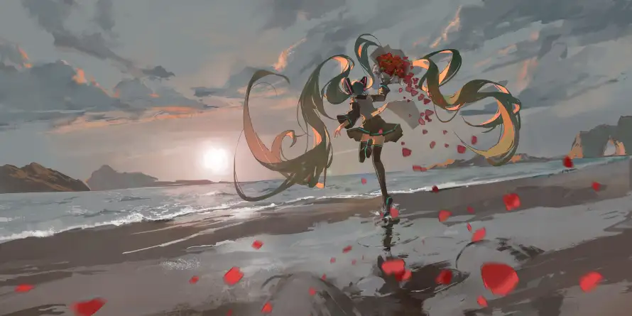 5k动漫壁纸-天空 - 少女-插画「哲风壁纸」