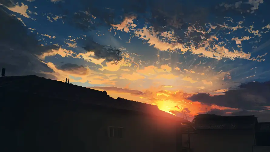 4k云层壁纸-剪影 - 夕阳-天空「哲风壁纸」
