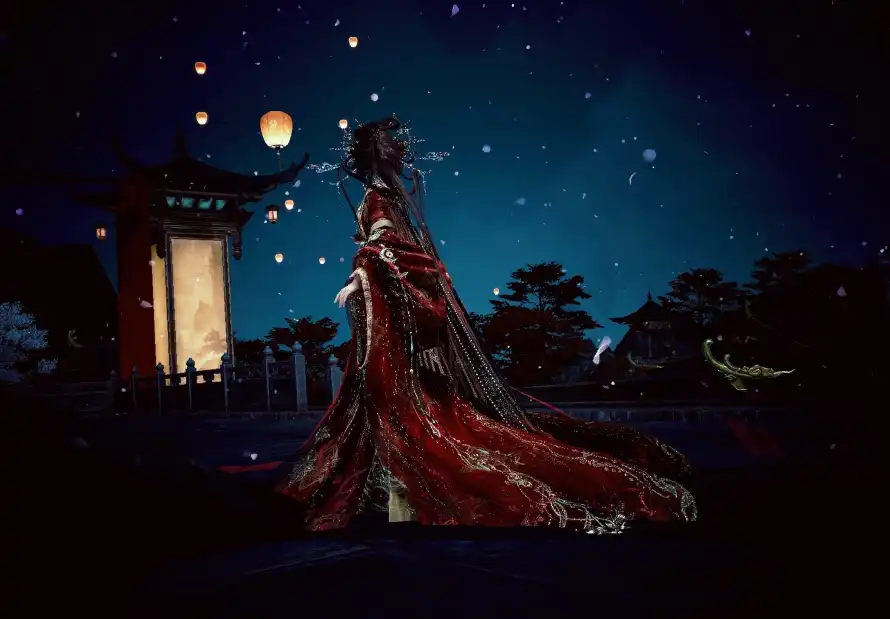 2k古风壁纸-夜景 - 星空-树木「哲风壁纸」