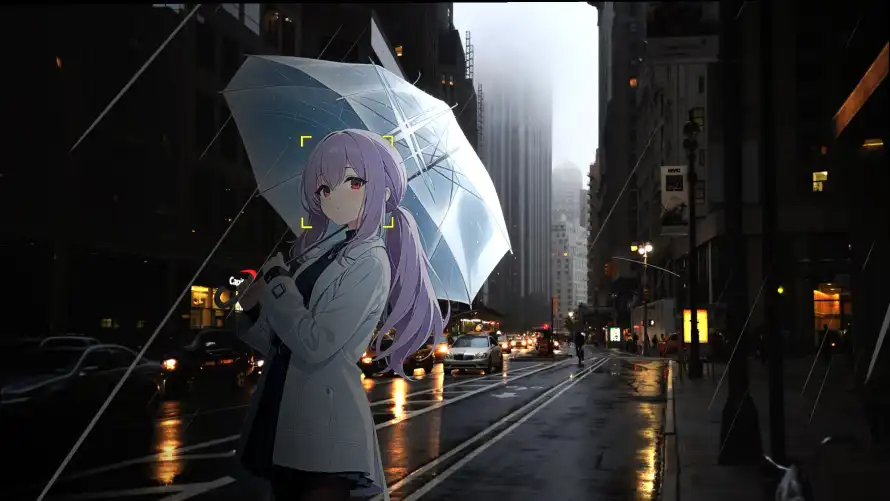 3k夜景壁纸-路灯 - 雨天-高楼「哲风壁纸」