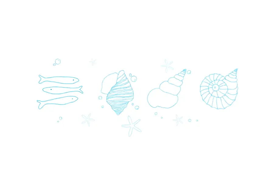 5k小鱼壁纸-手绘 - 海星-海螺「哲风壁纸」