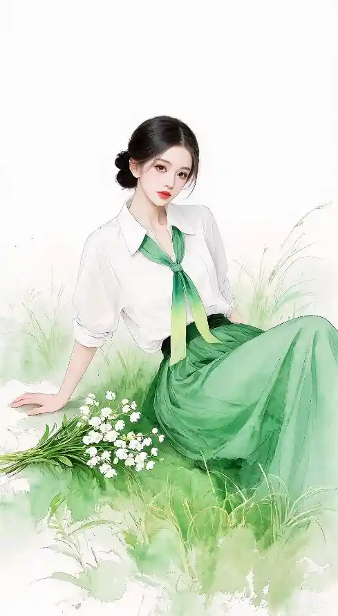 4k丝带壁纸 - 坐姿 - 好看 - 少女「哲风壁纸」