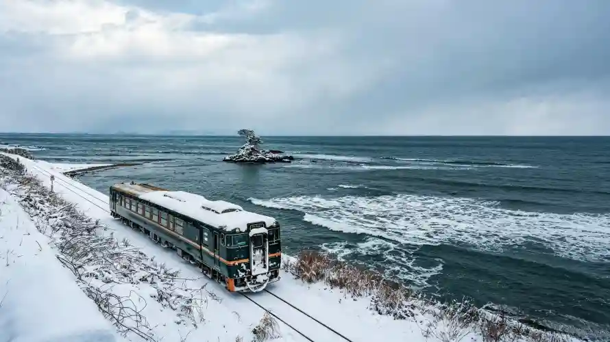 3k冬季壁纸-列车 - 海浪-积雪「哲风壁纸」