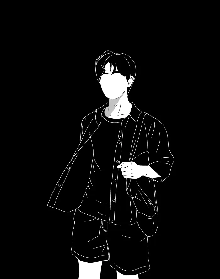 4k插画壁纸 - 无脸 - 短发 - 短裤「哲风壁纸」