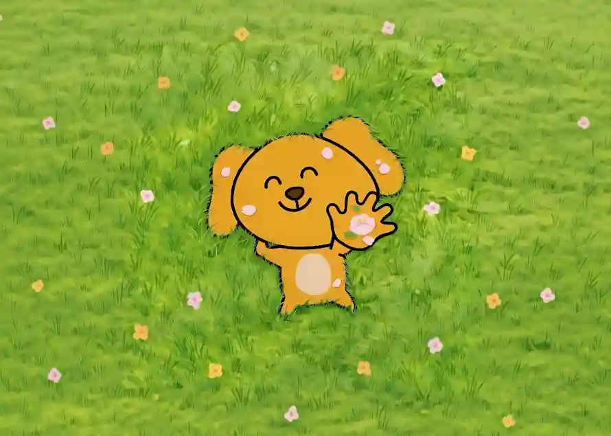 2k卡通壁纸-可爱 - 小狗-小花「哲风壁纸」