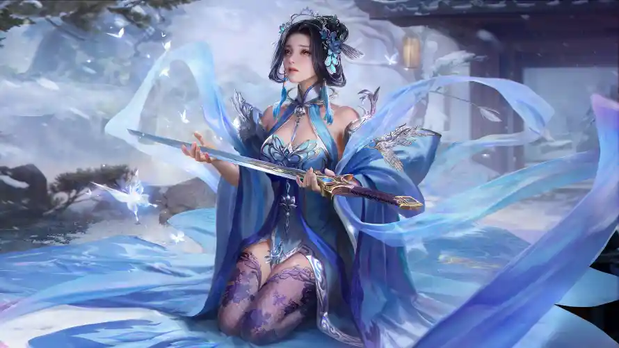 4k仙侠壁纸-古风 - 持剑-汉服「哲风壁纸」