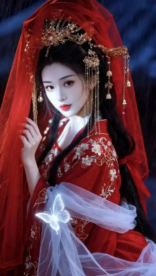 4k刺绣壁纸 - 好看 - 汉服 - 红唇「哲风壁纸」