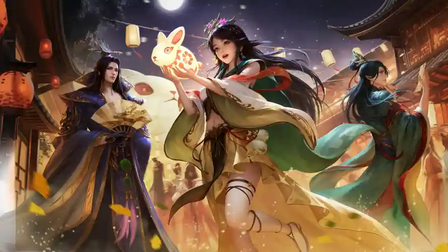 3k中秋壁纸-兔灯 - 古风-圆月「哲风壁纸」