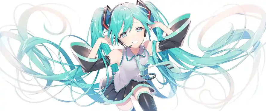 3k初音壁纸-短裙 - 耳机-双马尾「哲风壁纸」 3k初音壁纸-短裙 - 耳机-双马尾「哲风壁纸」