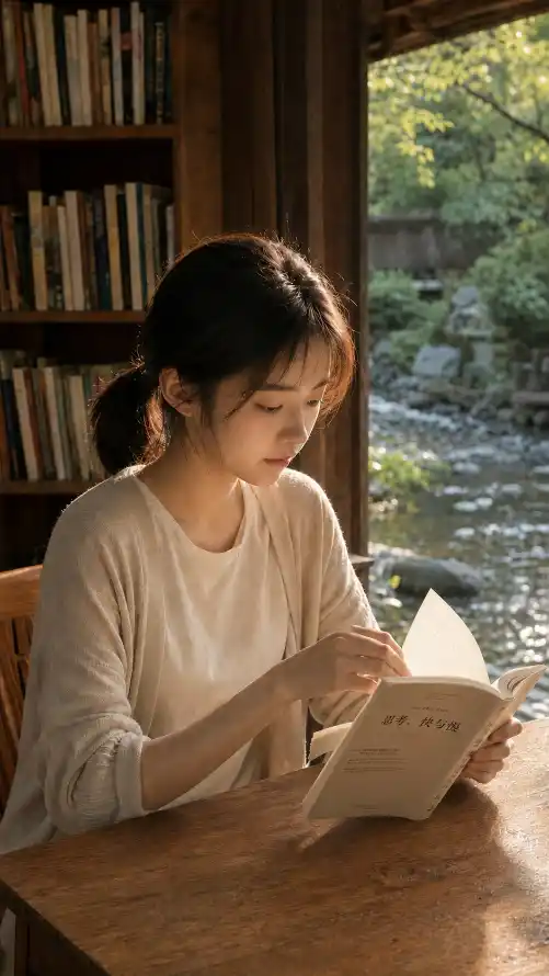 4k书架壁纸 - 书桌 - 午后 - 少女「哲风壁纸」