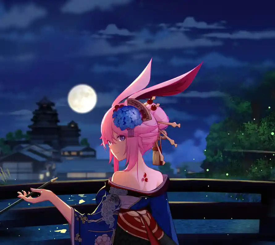 5k兔耳壁纸-动漫 - 和服-和风「哲风壁纸」