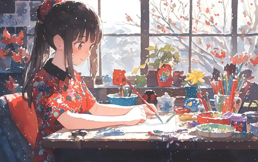 6k书桌壁纸-创作 - 动漫-女孩「哲风壁纸」
