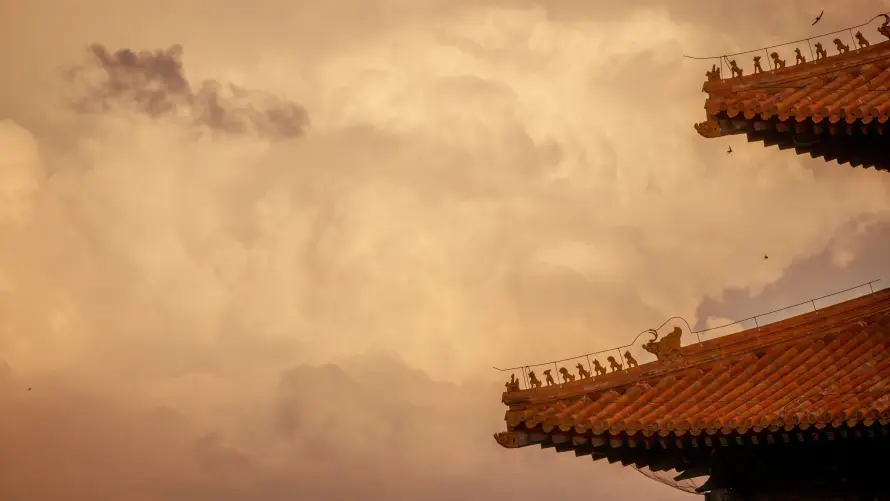 4k天空壁纸-故宫 - 檐角-红瓦「哲风壁纸」