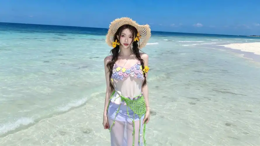 3k写真壁纸-夏日 - 少女-沙滩「哲风壁纸」