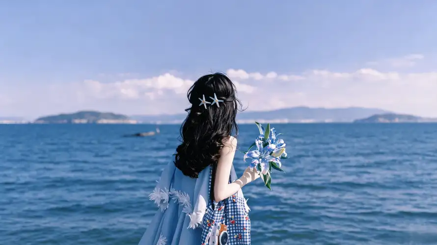 3k好看壁纸-少女 - 治愈-海岛「哲风壁纸」