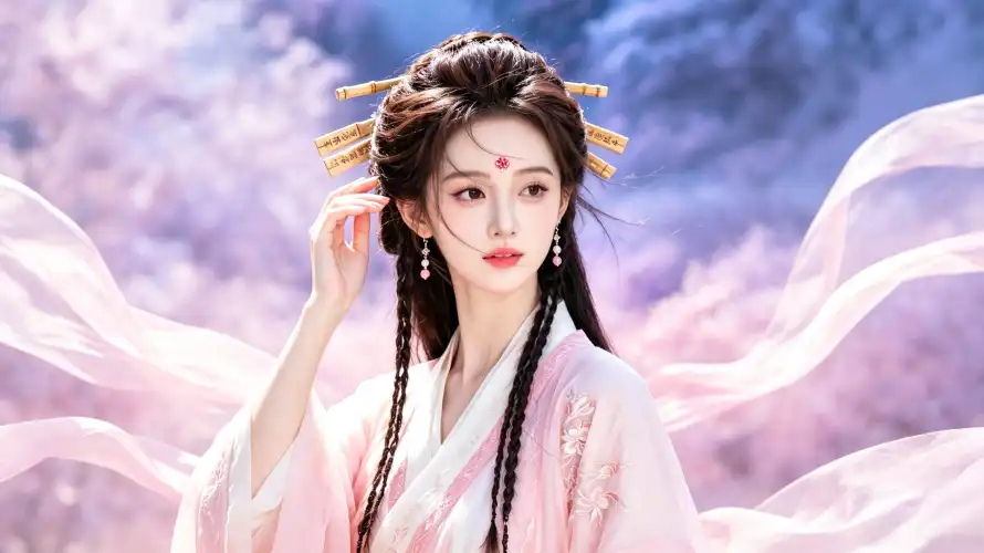 3k仙气壁纸-好看 - 汉服-编发「哲风壁纸」