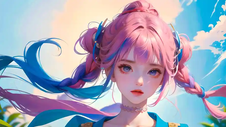 4k发饰壁纸-少女 - 插画-白云「哲风壁纸」