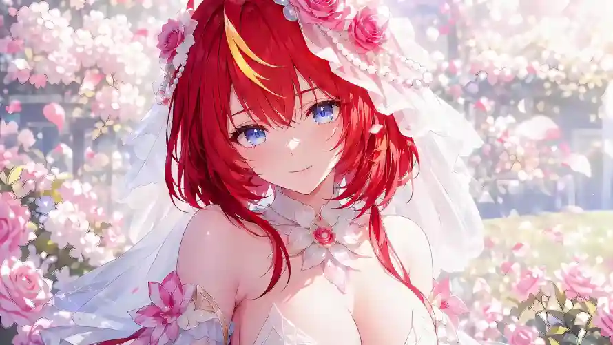 4k头纱壁纸-婚纱 - 少女-红发「哲风壁纸」