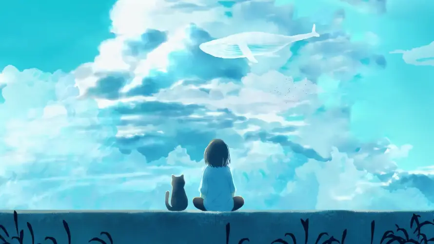 4k云端壁纸-猫 - 鲸-天空「哲风壁纸」