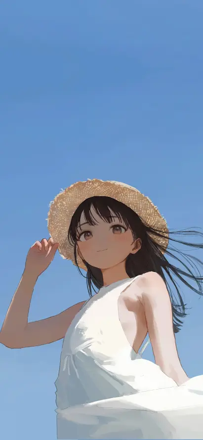 4k夏日壁纸 - 晴朗 - 草帽 - 蓝天「哲风壁纸」