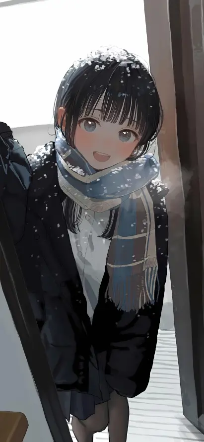 4k冬日壁纸 - 少女 - 降雪 - 雪景「哲风壁纸」