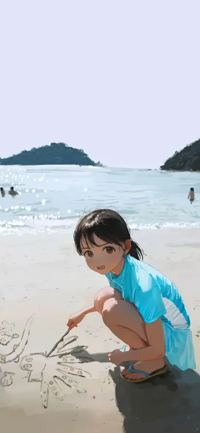 4k夏日壁纸 - 孩童 - 手绘 - 插画「哲风壁纸」