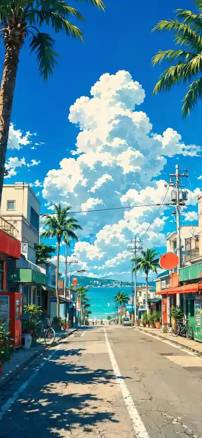4k商铺壁纸 - 夏日 - 大海 - 晴空「哲风壁纸」
