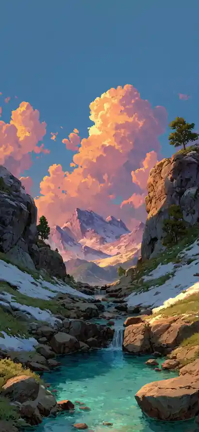 4k岩石壁纸 - 峡谷 - 插画 - 晚霞「哲风壁纸」
