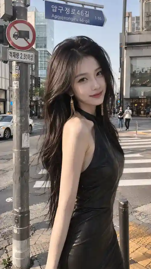 4k微笑壁纸 - 气质 - 皮裙 - 美女「哲风壁纸」