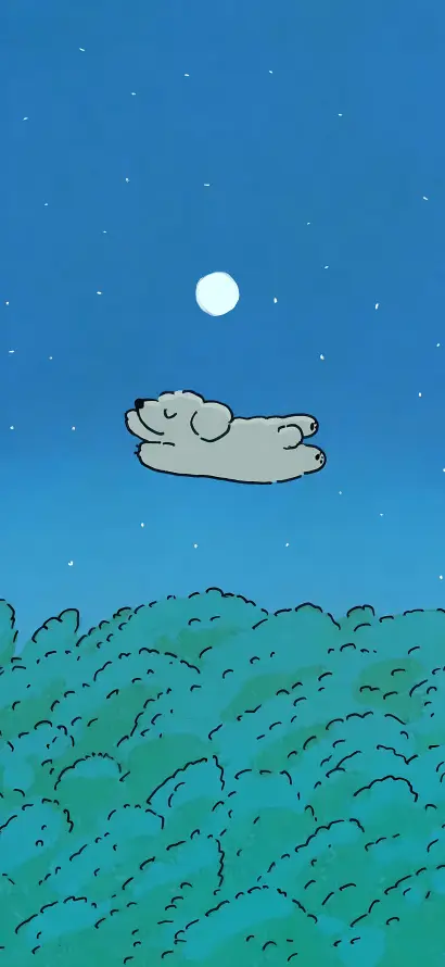 4k卡通壁纸 - 可爱 - 夜空 - 小狗「哲风壁纸」