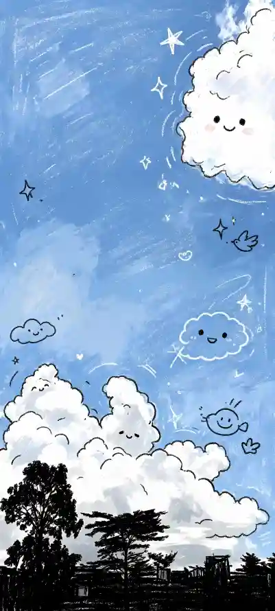 4k云朵壁纸 - 剪影 - 天空 - 手绘「哲风壁纸」