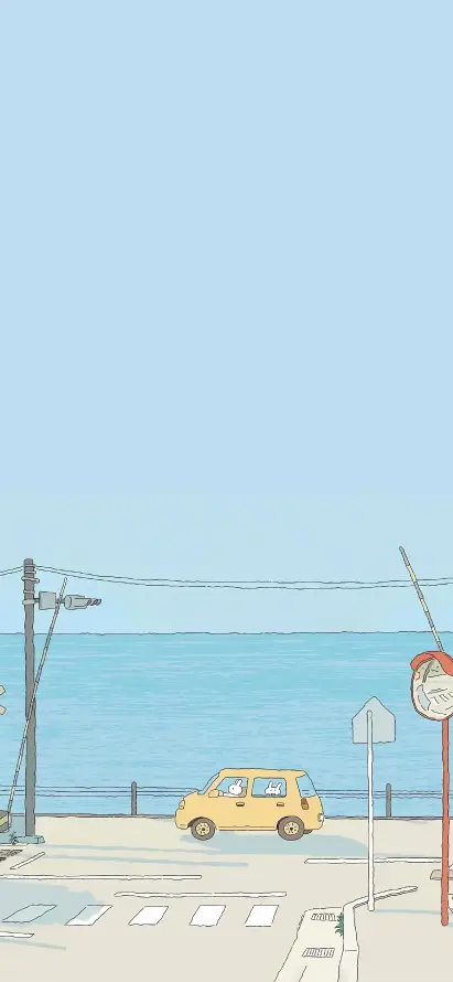 4k公路壁纸 - 卡通 - 夏日 - 大海「哲风壁纸」