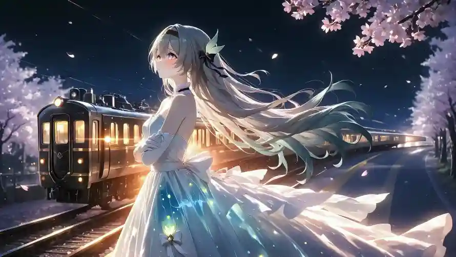 4k列车壁纸-夜晚 - 星光-晚风「哲风壁纸」