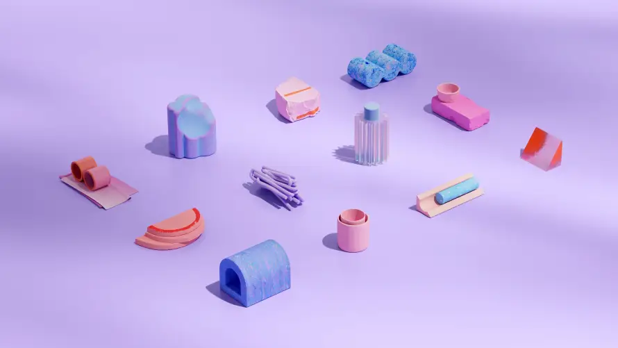 4k3D图标壁纸-柔和色彩 - 淡紫背景-立体图标「哲风壁纸」