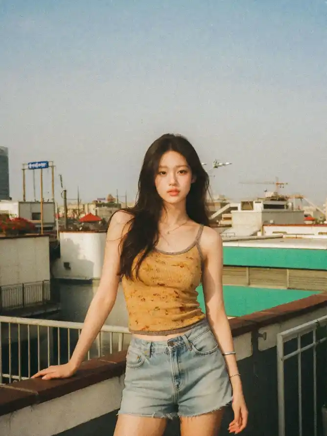 4k天台壁纸 - 少女 - 户外 - 栏杆「哲风壁纸」