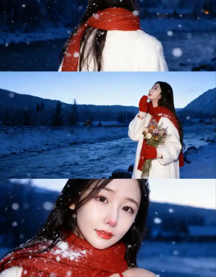 4k冬日壁纸 - 户外 - 捧花 - 远山「哲风壁纸」