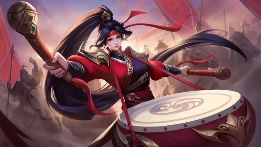 4k军旗壁纸-击鼓 - 古风-女将「哲风壁纸」