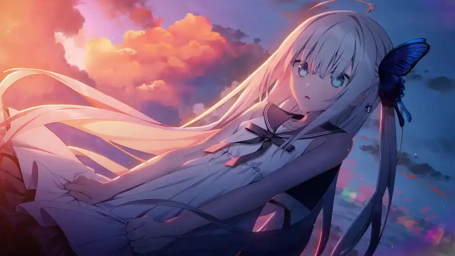 4k回头壁纸-天空 - 晚霞-校服「哲风壁纸」