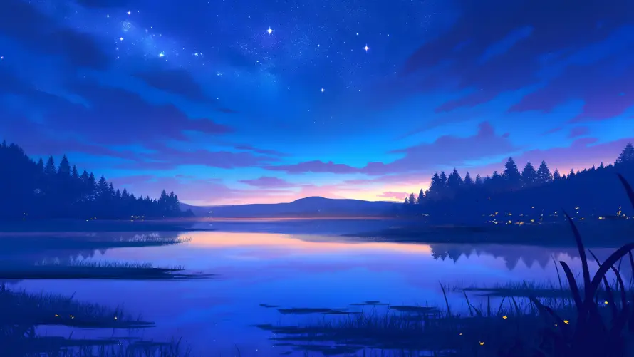 4k夜景壁纸-星空 - 暮色-森林「哲风壁纸」