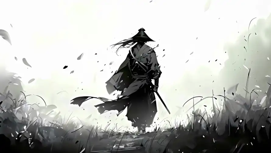 4k佩刀壁纸 - 写意 - 剑客 - 孤影「哲风壁纸」